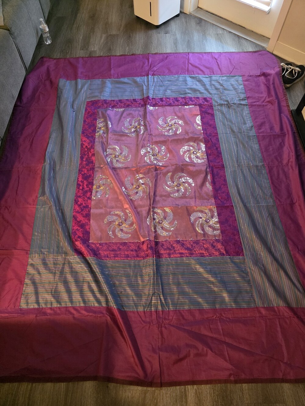 Purple and Pink Embroidered Textile AFGHANI HAND MADE NEVER USED. 100H X 86W